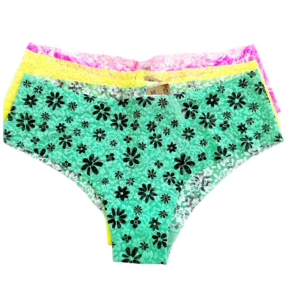 Victoria's Secret PINK No-Show Soft Lace Cheekster Panty NWT LARGE 3 pairs!!